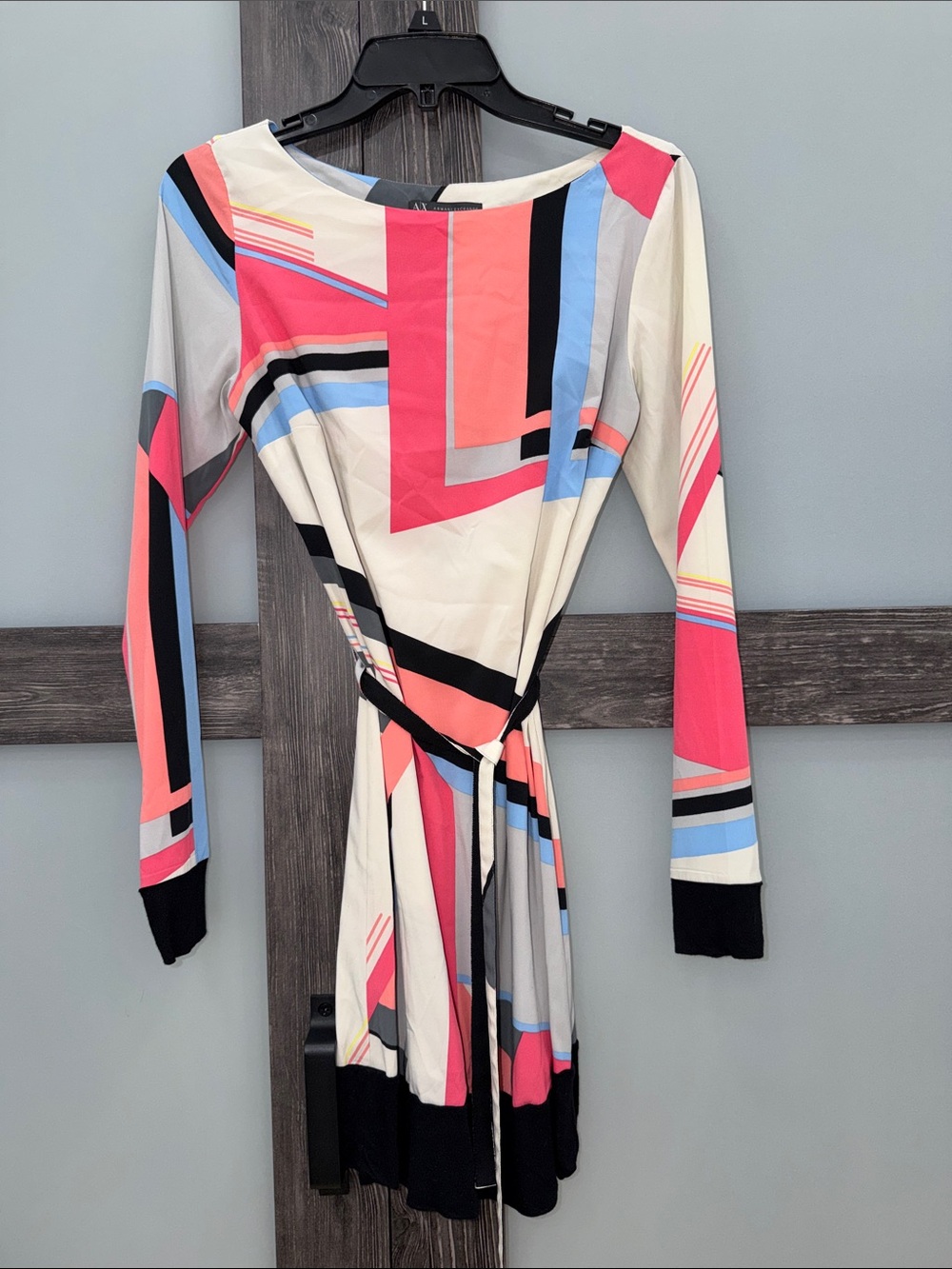 ARMANI EXCHANGE—Women’s Abstract Stripe Long-Sleeve Dress - Pink Multi